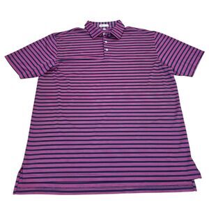 Peter Millar Summer Comfort Polo Shirt Mens XL Purple Navy Blue Striped Golf XL